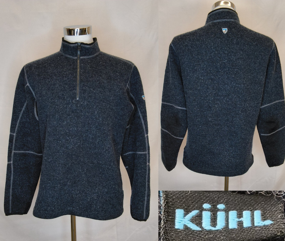 Kuhl Thermokore Sweater Men's L Wool Blend Navy 1/4 Zip Pullover #W5622